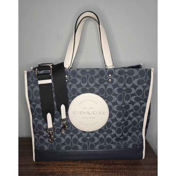 Coach Shoulder Bag Navy Total Pattern C2827 Tote